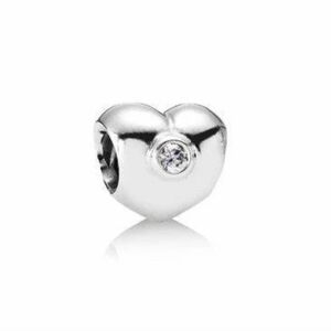 Pandora Silver Heart Charm with Crystal Ziconia